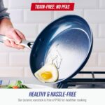 Blue Diamond 10" Nonstick Frying Pan Skillet, Diamond Infused PFAS & PTFE-Free Ceramic Pot, Dishwasher & Oven Safe, Stay Cool Handle, Durable Non Toxic Metal Utensil Safe, Egg & Omelet Pan, Blue - Image 4