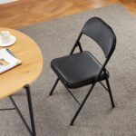 DUMOS 2 Pack Leather Padded Folding Chair, Indoor Outdoor Portable Stackable Commercial Seat with Steel Frame, Capacity for Home, Office, Party, Comfy, Black - Image 10