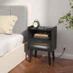 Nightstand with Charging Station, Bedside Tables, End Table Side Table with 2 Tiers Storage Space, for Bedroom, Living Room, Black CAMLBZ07BE - Image 10