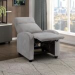 Lexicon Corduroy Pushback Recliner Chair Armchair Push Back Recliner, Solid Wood Frame and Metal Base, Easy Assembly Small Soft Single Sofa Accent Chair for Living Room/Office/Apartment, Light Grey - Image 9