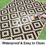 Smiry Waterproof Outdoor Rug 5x8 ft, Reversible Plastic Straw Patio Camping Rugs, Outdoor Indoor RV Mat Carpet for Patio, Outside Entry, Backyard, Deck, Bench, Picnic, Camper, Black & Beige - Image 3