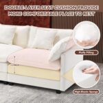 Ihanherry 146" U-Shaped Modern Sofa Modular Sectional Cloud Couch with 2 Ottoman, 6-Seat Chenille Deep Seat Sofa with 6 Pillows for Living Room, Bedroom and Apartment, Beige - Image 4