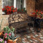 VINGLI 38.5" Patio Park Garden Outdoor Metal Rose Bench,Cast Iron Cast Aluminium Frame Antique Finish Chair,Accented Lawn Front Porch Path Yard Decor Deck Furniture for 2 Person Seat（Bronze - Image 3