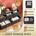 WLIVE Dresser for Bedroom with 5 Drawers, Wide Chest of Drawers, Fabric Dresser, Storage Organizer Unit with Fabric Bins for Closet, Living Room, Hallway, Charcoal Black Wood Grain Print - Image 5