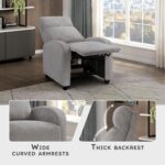 Lexicon Corduroy Pushback Recliner Chair Armchair Push Back Recliner, Solid Wood Frame and Metal Base, Easy Assembly Small Soft Single Sofa Accent Chair for Living Room/Office/Apartment, Light Grey - Image 4