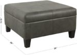 Homepop Home Decor |K2380-E903| Luxury Large Faux Leather Square Storage Ottoman | Ottoman with Storage for Living Room & Bedroom, Gray - Image 4