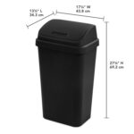Sterilite 4-Pack Swing Top Wastebasket, Sleek Square Profile Trash Can, 13 Gallon, Black - Modern Garbage Bin for Kitchen, Bathroom, Garage and Workspace, Fits 13 Gal Liners - Image 4