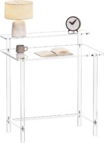 Eglaf Acrylic Desk - Home Office Desk with Monitor Stand - Modern Clear Desk Study Writing Table Computer Desk for Office, Living Room, Bedroom, 31.5" L x 19.7''W x 34.7" H - Image 2