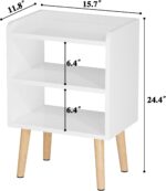 LUCKNOCK Night Stand, White Bedside Table, Modern End Table with Open Storage, Small nightstand for Small Space, Living Room, Bedroom, Kids Room, Dorm. - Image 3