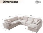 Cloud Couch Modular Sectional Sofa Modern Oversized Couches with Ottoman 7 Seater L-Shaped Sofas Comfy Couches for Living Room Spacious Space Apartment Lounge, Cream - Image 3