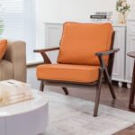 Okeysen Accent Chair Mid Century Modern Chair,Comfy Leather Upholstered Armchair with Wood Frame & Removable Cushions, Side Reading Arm Recliner Lounge Chairs for Bedroom, Living Room, Brown - Image 7