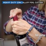 Stainless Steel Wine Opener Compact Vertical Corkscrew Wine Bottle Opener with Foil Cutter - Image 9