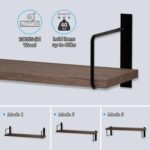 Floating Shelves - 24 Inch Wall Mounted Set of 3 Rustic Wood Shelves for Wall Decor and Living Room Storage (Brown) - Image 8