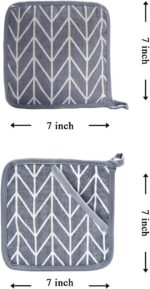 Oven Mitts and Potholders BBQ Gloves-Oven Mitts and Pot Holders Sets with Recycled Cotton Infill Silicone Non-Slip Cooking Gloves for Cooking Baking Grilling (4-Piece Set,Grey) - Image 6