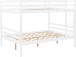 FLEXISPOT Full Over Full Solid Wood Bunk Bed with Ladder,Wooden Bunk Bed with High Guardrail and Ladder for Kids, Teens, Dorm Rooms, and Guest Rooms,No Box Spring Needed,White - Image 7