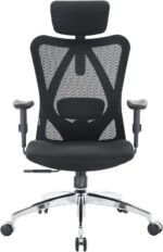 SIHOO M18 Ergonomic Office Chair for Big and Tall People Adjustable Headrest with 2D Armrest Lumbar Support and PU Wheels Swivel Tilt Function Black - Image 11