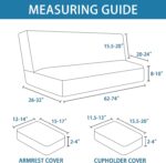 H.VERSAILTEX 4 Pieces Stretch Futon Covers Sofa Bed Slipcover with Removable Armrests and Cupholders Covers Furniture Protector High Spandex Small Checks Jacquard Fabric, Black - Image 3