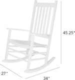 Shine Company Vermont Porch Rocker, High Back Wood Rocking Chair, White - Image 4