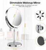 Lighted Makeup Mirror, 3000 mAh Rechargeable Double Sided Magnifying Vanity Mirror with 3 Colors, 1x/10x, 360° Rotation , Brightness Adjustable Magnification Cosmetic Light up Mirror, Women Gift - Image 4