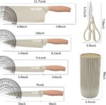 Knife Set, Wiztoynia 6-Piece Khaki Kitchen Knife Set for Home, Anti-Rust Non-stick Stainless Steel Sharp Chef Knife Sets with Universal Knife Block for Kitchen, Ergonomical Design (Khaki) - Image 7