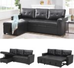 Naomi Home Modern Sectional Sofa with Storage Chaise Black/Air Leather - Image 2