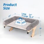 Zakkart Cat Perch for Window Sill with Bolster - Orthopedic Hammock Design with Premium Hardwood & Robust Metal Frame - Cat Window Seat for Large Cats and Kittens - Natural Color Wood Gray Bed, 24''W - Image 6