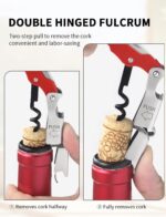 CORKAS Wine Key - Professional Handcrafted Heavy Duty Waiter Corkscrew, Compact Wine Opener with Double Hinged, Foil Cutter and Bottle Opener, Gifts for Servers, Sommelier, Bartenders - Red - Image 3