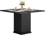 Tribesigns Square Dining Table with 2 Placemats, Modern Engineered Wood Small Dinner Kitchen Table for 4 People (Black) - Image 8