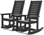 GREENVINES Outdoor Rocking Chairs | Set of 2 | Porch Rocker | HDPE Plastic | Black | Oversized Rockers | High Back | Big & Tall | Ladder Back | for Patio Outside Backyard Balcony - Image 2