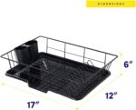 Space-Saving 3-Piece Dish Drainer Rack Set with Cutlery Holder - Maximize Countertop Space, Black - Image 5