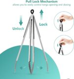 Grill Tongs, 17 Inch Extra Long BBQ Tongs, Premium Stainless Steel Metal Tongs for Cooking, Grilling, Barbecue/BBQ, Buffet (17", 1PC) - Image 4