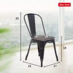 FDW | Metal Dining Chairs with Wooden Seat | Set of 4 | Black | Stackable Tolix Side Chairs with Backrest | Scratch-Resistant | Non-Slip Feet | Indoor/Outdoor Use | 330 lbs | for Dining & Kitchen - Image 4
