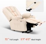 MCombo Large Power Lift Recliner Chair Sofa with Massage and Heat for Big and Tall Elderly People, 3 Positions, Cup Holders, and USB Ports, Faux Leather 7539 (Large, Cream White) - Image 7