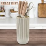 Knife Set, Wiztoynia 6-Piece Khaki Kitchen Knife Set for Home, Anti-Rust Non-stick Stainless Steel Sharp Chef Knife Sets with Universal Knife Block for Kitchen, Ergonomical Design (Khaki) - Image 8