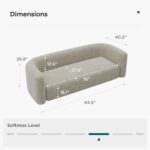 Acanva Luxury Modern Tight Curved Back Velvet Sofa, Minimalist Style Comfy Couch for Living Room Apartment, 3 Seater, Cream - Image 3