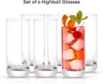 JoyJolt Faye 13oz Highball Glasses, 6pc Tall Glass Sets. Lead-Free Crystal Drinking Glasses. Water Glasses, Mojito Glass Cups, Tom Collins Bar Glassware, and Mixed Drink Cocktail Glass Set - Image 4
