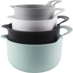 COOK WITH COLOR Nesting Plastic Mixing Bowl Set with Pour Spouts and Handles, Mint, 4 Piece Non-Slip - Image 2