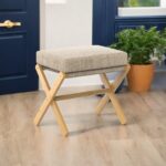 Foldable Foot Stool Ottoman, Modern Foot Rest with Bamboo X Legs & Thick Foam Cushion, Folding Foot Stools Small Padded for Bedroom Living Room, Makeup Vanity Stool Chair (Natural - Brown) - Image 9