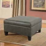 Homepop Home Decor |K2380-E903| Luxury Large Faux Leather Square Storage Ottoman | Ottoman with Storage for Living Room & Bedroom, Gray - Image 3