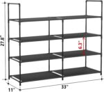 FIDUCIAL HOME 4 Tiers Shoe Rack Organizer 16-20 Pairs Stackable Shoe Storage Shelf Durable for Closet Entryway, Black - Image 4