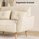 Brelice Loveseat Sofa, 47" Velvet Couch for Bedroom, Convertible Wooden Tray & Ergonomic Armrest, for Small Space, Apartment, Living Room, Home Office, Easy Assembly, Beige - Image 6