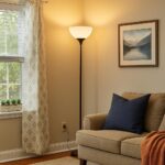 PESRAE Floor Lamp, Remote Control with Stpeless Color Temperatures and Brightness, Torchiere lamp for Bedroom, Living Room, Bulb Included (Matte Black) - Image 9