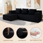 103" Cloud Sectional Sofa, Boneless L-Shape Couch with Chaise, Modern Minimalist Modular Couch for Living Room, Free Combination, Deep Seat, No Assembly Required, Premium Corduroy, Black, L - Image 7