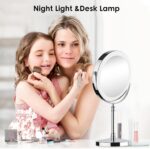 Lighted Makeup Mirror, 3000 mAh Rechargeable Double Sided Magnifying Vanity Mirror with 3 Colors, 1x/10x, 360° Rotation , Brightness Adjustable Magnification Cosmetic Light up Mirror, Women Gift - Image 7