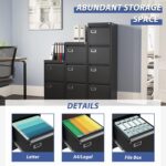 4 Drawer File Cabinet, Filing Cabinets for Home Office, Metal Vertical File Storage Cabinet with Lock, Locking File Cabinet for A4 Legal/Letter, 15" W x 17.7" D x 50.1" H, Assembly Required - Image 7