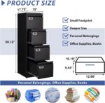 4 Drawer File Cabinet, Filing Cabinets for Home Office, Metal Vertical File Storage Cabinet with Lock, Locking File Cabinet for A4 Legal/Letter, 15" W x 17.7" D x 50.1" H, Assembly Required - Image 4