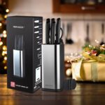RAXCO Knife Set with Block,10-Piece Kitchen Knives Stainless Steel,Pro-sharpened for Cooking,Slicing,Mincing,Dicing,Black - Image 8