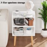 LUCKNOCK Night Stand, White Bedside Table, Modern End Table with Open Storage, Small nightstand for Small Space, Living Room, Bedroom, Kids Room, Dorm. - Image 4
