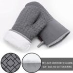 Oven Mitts and Pot Holders Sets 6pcs, Kitchen Oven Glove,High Heat Resistant 550 Degree Extra Long Oven Mitts and Potholders with Non-Slip Silicone Surface for Apartment Essentials (Grey) (Gray) - Image 4