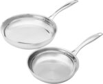 Amazon Basics 2-Piece Oven Safe, Riveted Handle Stainless Steel Induction Frying Pan Set - Silver, 8-inch & 10-inch - Image 2